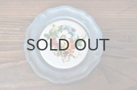 ドイツ・ピューター＆陶器のミニミニ絵皿/カラフルブーケ