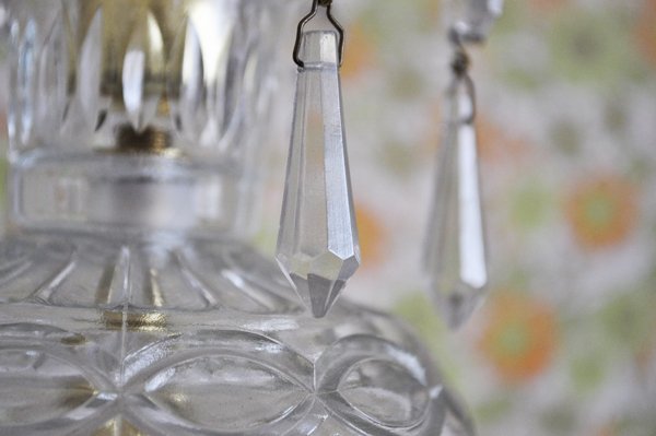 画像5: チェコ・アンティーク ガラスのテーブルシャンデリア キャンドルスタンド