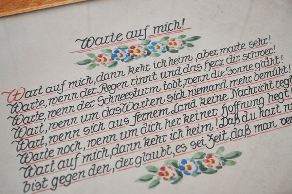 画像3: ドイツ・ 木製フレーム飾り/ドイツ語と花/Warte auf mich