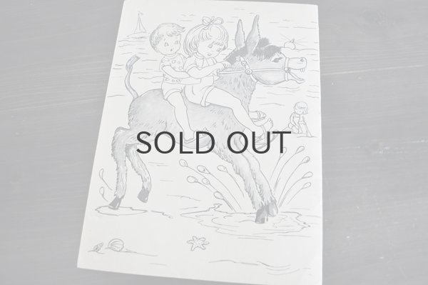 画像7: ベルギー・ヴィンテージ子供ぬり絵/ロバと子供