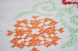 画像4: チェコ・ クロスステッチ刺繍の小さめテーブルクロス/赤×オレンジ×ミント (4)