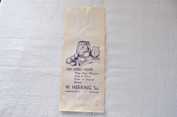画像1: オランダ・ヴィンテージ紙袋/W.HEERING/白×青/チーズ