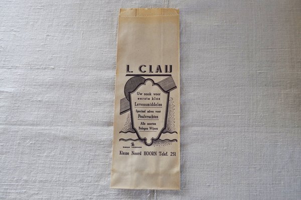 画像1: オランダ・ヴィンテージ紙袋/L.CLAIJ/白×青/B