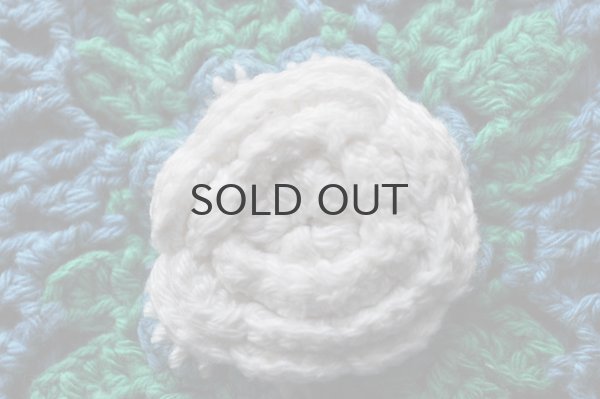 画像6: ドイツ・ヴィンテージ手編みの鍋つかみ/ブルー×白バラ