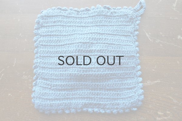 画像3: ドイツ・ヴィンテージ手編みの鍋つかみ/ブルー×白バラ