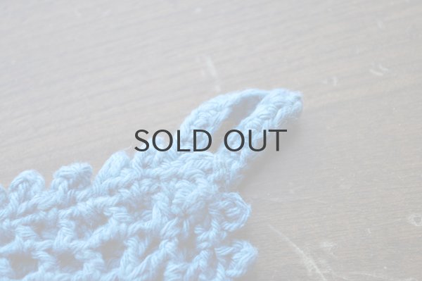 画像5: ドイツ・ヴィンテージ手編みの鍋つかみ/ブルー×白バラ