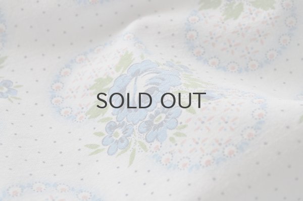 画像6: ドイツ・ヴィンテージ シーツ/水玉、ブルー×ピンク花