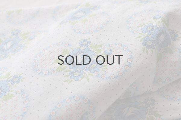 画像5: ドイツ・ヴィンテージ シーツ/水玉、ブルー×ピンク花