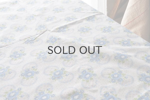 画像3: ドイツ・ヴィンテージ シーツ/水玉、ブルー×ピンク花