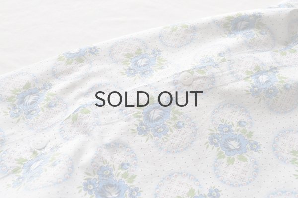 画像4: ドイツ・ヴィンテージ シーツ/水玉、ブルー×ピンク花