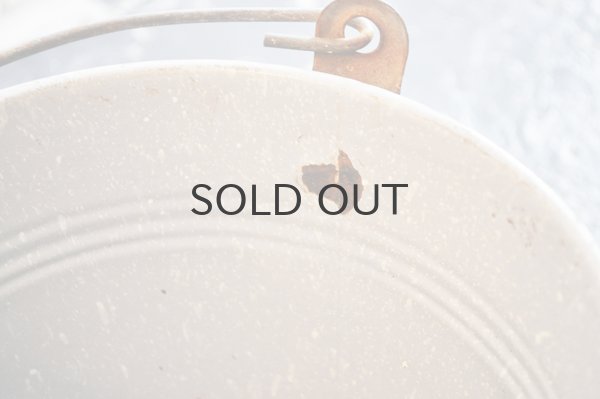 画像4: ドイツ・アンティーク ホーローバケツ/木の持ち手/グレーマーブル