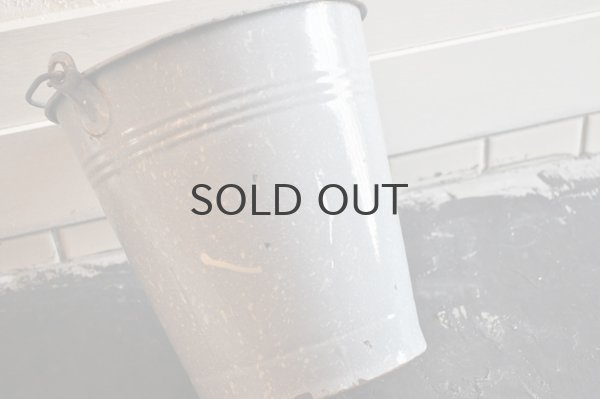 画像7: ドイツ・アンティーク ホーローバケツ/木の持ち手/グレーマーブル