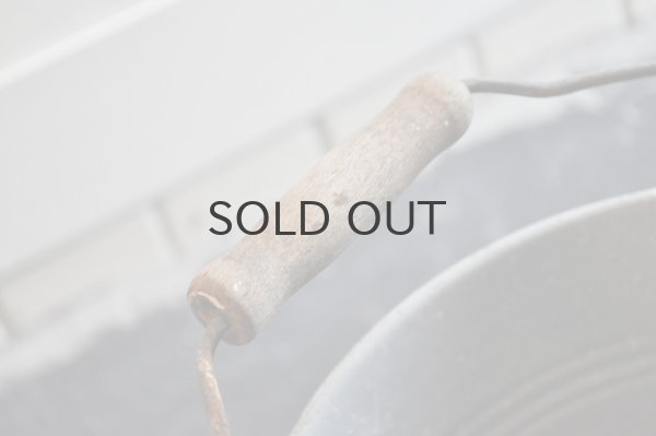 画像3: ドイツ・アンティーク ホーローバケツ/木の持ち手/グレーマーブル