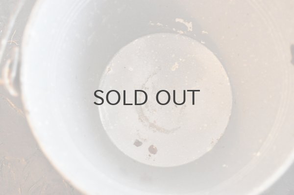 画像8: ドイツ・アンティーク ホーローバケツ/木の持ち手/グレーマーブル