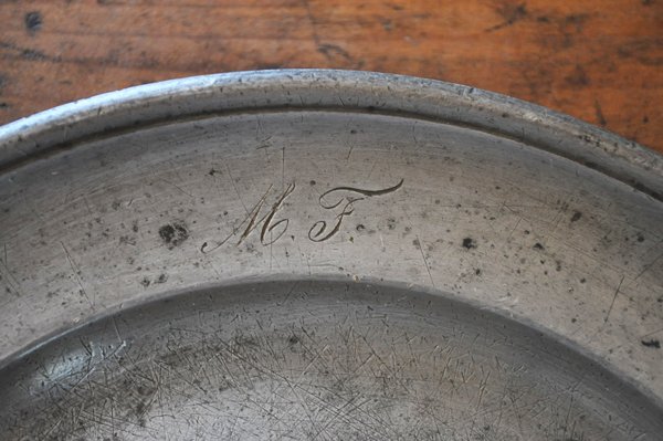 画像3: ドイツ・ヴィンテージピューター製リムプレート/MF