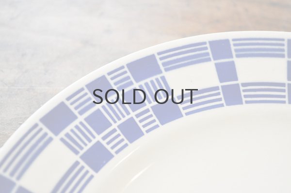 画像3: フランス・バドンヴィレー ステンシル青スクエア模様/平皿22.5cm