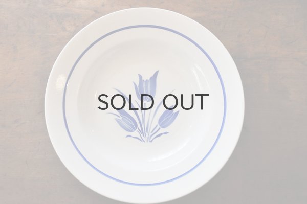 画像1: オランダ・ヴィンテージ HAARLEM スーププレート/ステンシルブルーチューリップ