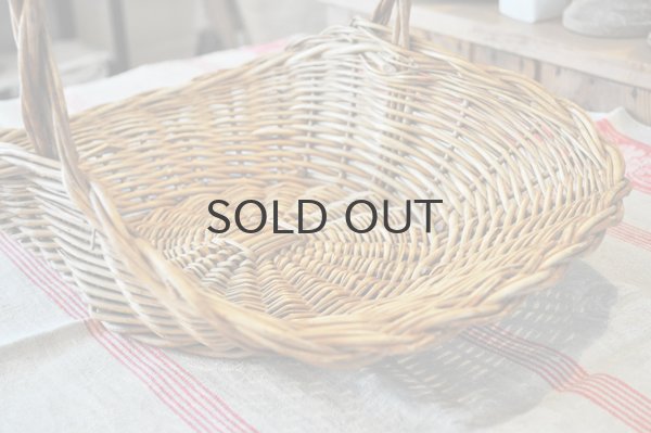 画像3: オランダ・アンティークバスケット/持ち手つき 平たいパニエ