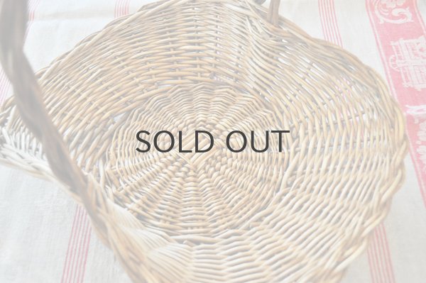 画像4: オランダ・アンティークバスケット/持ち手つき 平たいパニエ