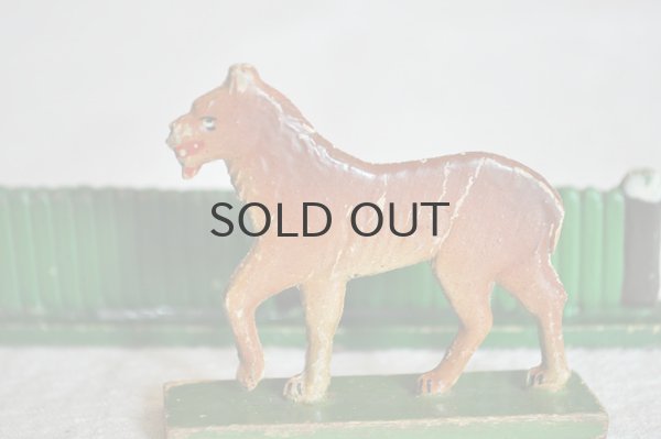 画像3: ドイツ・ヴィンテージ 木の動物たち/柵（緑）、トラ、オオカミ