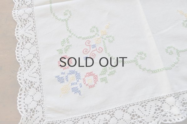 画像3: ドイツ・ヴィンテージ 刺繍ミニテーブルクロス／縁レース
