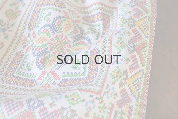 画像4: ドイツ・ヴィンテージ テーブルクロス/クロスステッチ風プリント/フォークロア