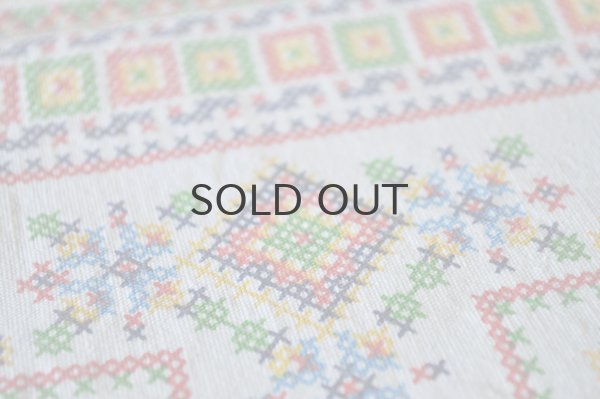 画像8: ドイツ・ヴィンテージ テーブルクロス/クロスステッチ風プリント/フォークロア