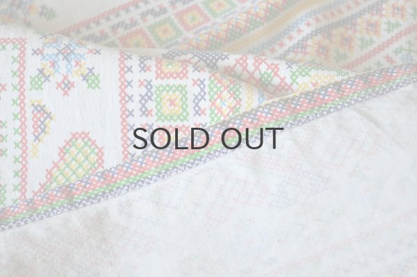 画像7: ドイツ・ヴィンテージ テーブルクロス/クロスステッチ風プリント/フォークロア