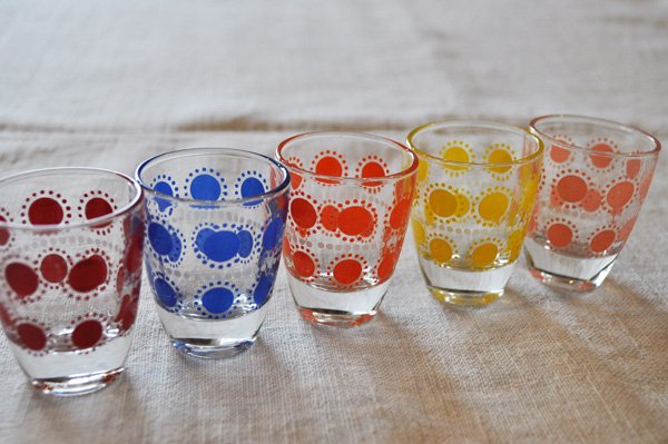 画像4: フランス・ヴィンテージ ガラスボトル&リキュールグラスセット/カラフル