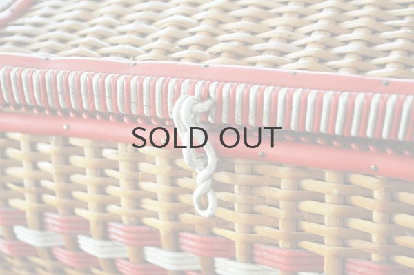 画像4: ドイツ・ヴィンテージ 編みかごソーイングボックススクエア型/赤ライン