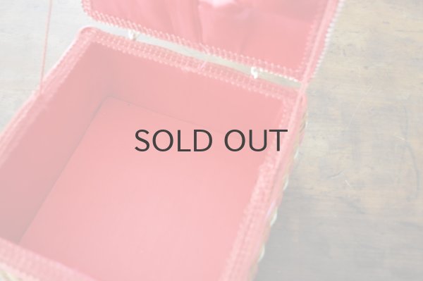 画像5: ドイツ・ヴィンテージ 編みかごソーイングボックススクエア型/赤ライン