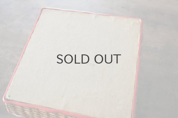 画像7: ドイツ・ヴィンテージ 編みかごソーイングボックススクエア型/赤ライン