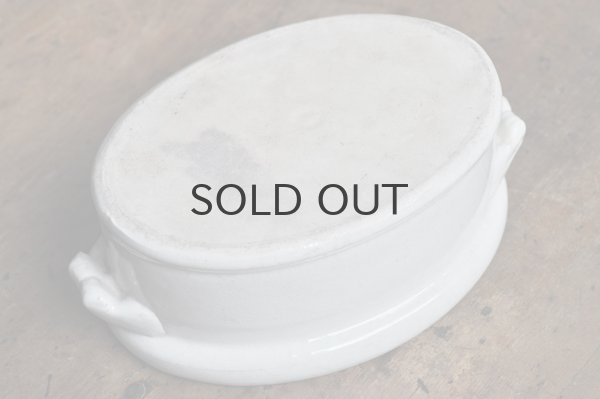 画像6: フランス・アンティーク 陶器テリーヌポット/オーバル/無地