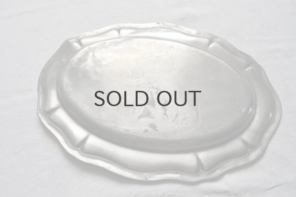 画像7: 【送料無料】フランス・アンティーク ピューター（エタン）花リムプレート/特大オーバル