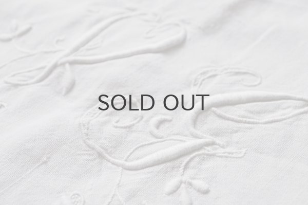 画像4: フランス・アンティーク リネンシーツ/モノグラム刺繍/Vg花文字　（シミあり）