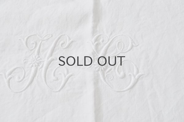 画像3: 【送料無料】フランス・アンティーク リネンシーツ/モノグラム刺繍/HC花文字