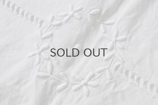 画像4: 【送料無料】フランス・アンティーク リネンシーツ/モノグラム刺繍/HC＋花刺繍
