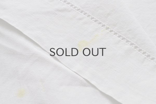 画像5: フランス・アンティーク リネンシーツ/モノグラム刺繍/Vg花文字　（シミあり）