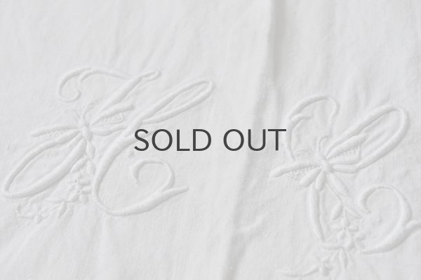 画像5: 【送料無料】フランス・アンティーク リネンシーツ/モノグラム刺繍/HC＋花刺繍