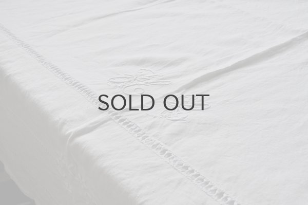 画像3: 【送料無料】フランス・アンティーク リネンシーツ/モノグラム刺繍/HC＋花刺繍