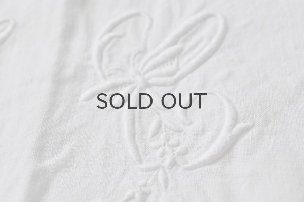 画像8: 【送料無料】フランス・アンティーク リネンシーツ/モノグラム刺繍/HC＋花刺繍