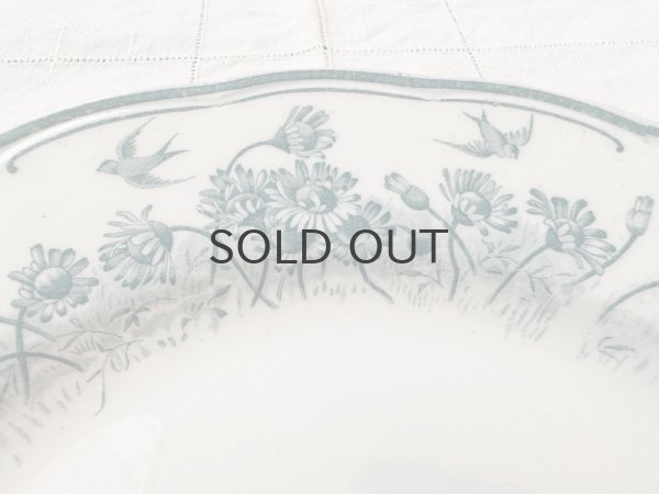 画像3: フランス・アンティーク サルグミンヌ ツバメとヒナギク/24.5cm