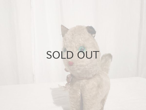 画像4: ドイツ・ヴィンテージ 猫のぬいぐるみ/グリーンアイ/16.5cm