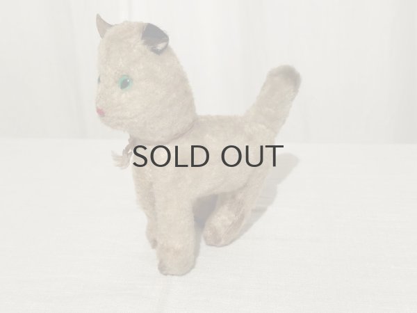 画像3: ドイツ・ヴィンテージ 猫のぬいぐるみ/グリーンアイ/16.5cm