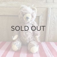 ドイツ・ヴィンテージ  ロングモヘアのテディベア/ピンク　グラスアイ　41cm 5ジョイント