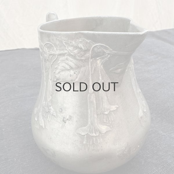 画像4: フランス・アンティーク アールヌーボー エタン(ピューター)ジャグ/花