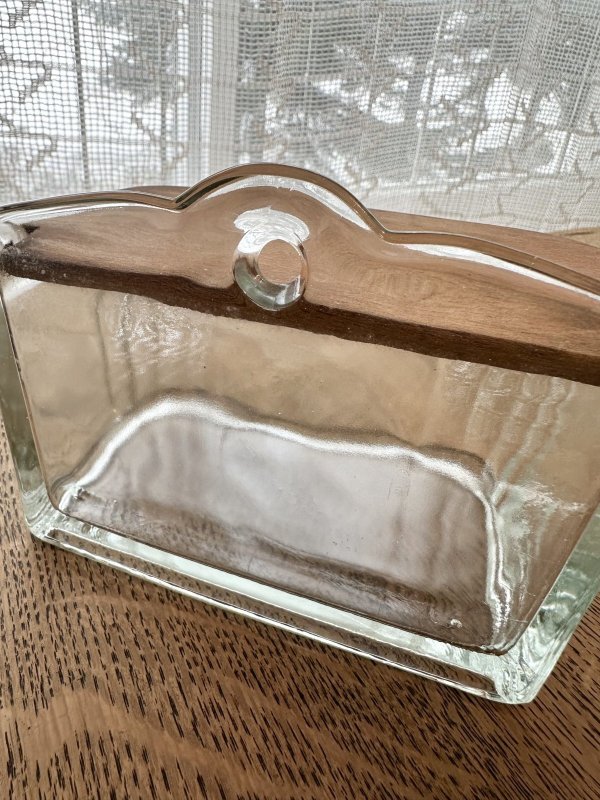 画像4: フランス・ヴィンテージ フレンチガラスの塩入れキャニスター 木製蓋