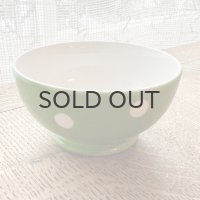 フランス・Longchampロンシャン　カフェオレボウル/グリーン水玉