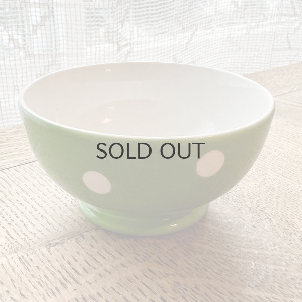 画像1: フランス・Longchampロンシャン　カフェオレボウル/グリーン水玉