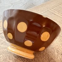 フランス・サルグミンヌ　チョコレートブラウンの水玉カフェオレボウル
